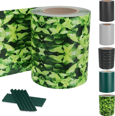 Produktbild von JOIEYOU Sichtschutzstreifen PVC Zaun Sichtschutz 35m x 19cm Zaunfolie, mit Clips Blickdicht Anti-UV Sichtschutzfoile, für Doppelstabmattenzaun Stabmattenzaun Gartenzaun Sichtschutz (Großes Blatt)