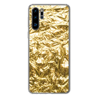 Produktbild von MuchoWow® Handyhülle Schutzhülle Hülle für Huawei P30 Pro Goldfolie mit faltiger Textur Silikon Softcase Handy Hülle - Schutzdeckel