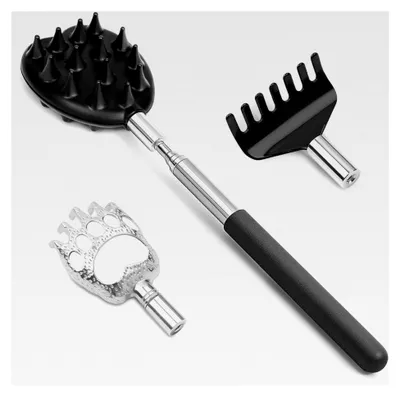 Produktbild von Ausziehbarer Rückenkratzer mit 3 abnehmbaren Kratzköpfen, Rückenmassagegerät, nützliche Gadgets, Geschenkideen für Senioren, Frauen und Männer
