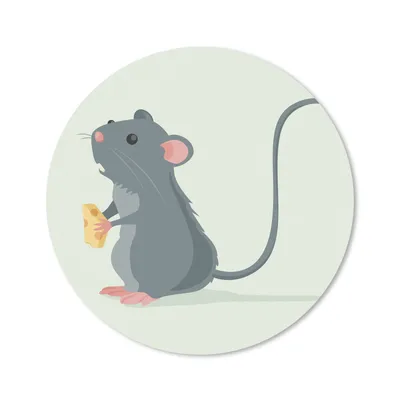 Produktbild von MuchoWow® Mauspad Mousepad Illustration einer Ratte mit Käse 30x30 cm - Mousepads - Maus Mat - Pad - Mausunterlage - Tischunterlage - Schreibtischmatten