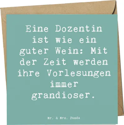 Produktbild von Mr. & Mrs. Panda Glückwunschkarte Spruch Dozentin Genuss - Meeresbrise - Geschenk, Grußkarte, Liebe zum Detail, Berufe, Berufspassion, anlasskarte, Hingabe, faltkarte