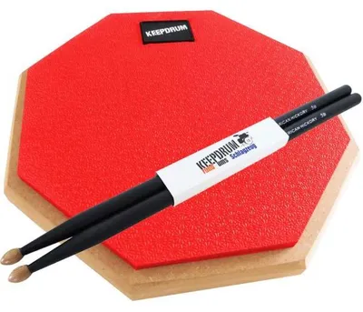 Produktbild von keepdrum DP-RD8 Practice Pad Rot 8 mit Sticks 5BB