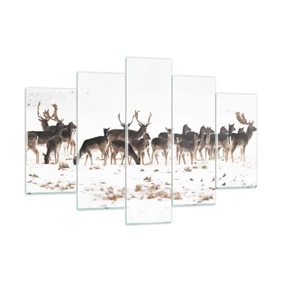 Produktbild von Bilder auf glas - Hirsch Winter Tierwelt Landschaft - 150x100cm - Glasbilder - Wandbilder - Kunstdruck - Wanddekoration aus Glas - Glas Bilder - Wandbild auf Glas - GEA150x100-3144
