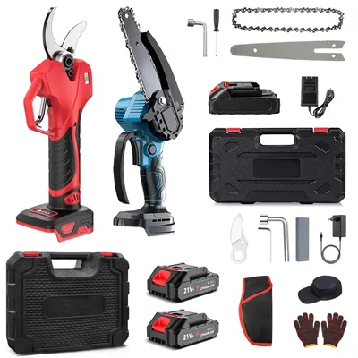 Image de Mini-scie à chaîne - Scie d'élagage sans fil - Kit batterie G-3 - Lame de 15 cm - 18 V - 1 batterie - 1200 tr/min