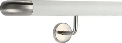 Produktbild von TIBU Handlauf Aluminium Weiß 30-600cm Wandhandlauf Treppe gewinkelte Edelstahlhalter, Länge 90 cm mit 2 Halter und Bogen zur Wand