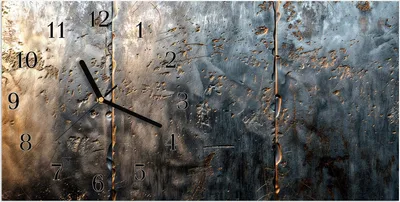Produktbild von Wanduhr aus Glas mit Motiv Metalltextur- 60 x 30 cm - inkl. Aufhängesystem