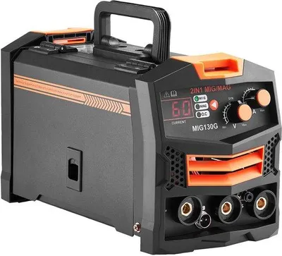 Produktbild von Synergie-MIG-Schweißanlage, 130 Ampere, 2-in-1-Multiprozess-Schweißanlage für Drahtelektroden und Schutzgas, tragbare IGBT-Inverter-MIG-Schweißanlage