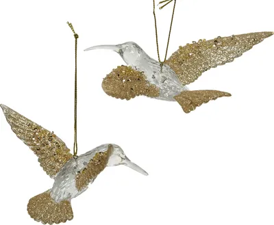 Immagine prodotto di Decorazione per albero di Natale in plastica Colibrì 11 cm trasparente / oro 1 pezzo assortito.