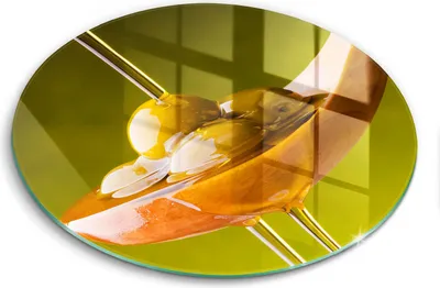 Zdjęcie produktu dla Szklana deska do krojenia - Deska kuchenna - ⌀40 cm – Szkło hartowane – Antypoślizgowa - Oliwa I Oliwki