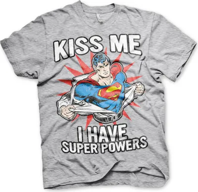 Produktbild von Kiss Me - I Have Super Powers T-Shirt - Large - Heather-Grey
