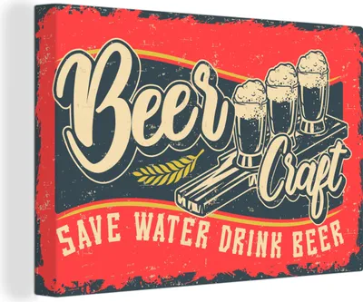 Produktbild von OneMillionCanvasses® - Leinwandbilder - 150x100 cm, Mancave - Bier - Gläser - Vintage, Wandbilder Kunstdruck Wanddekoration