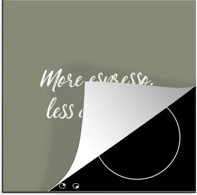 Produktbild von KitchenYeah© Herdabdeckplatte Zitate - Mehr Espresso. Weniger Depresso. - Zitate - Kaffee , 78x78cm, Küche Deko, Glaskeramikkochfeld Herdabdeckung, Abdeckplatte fùr Kochfeld