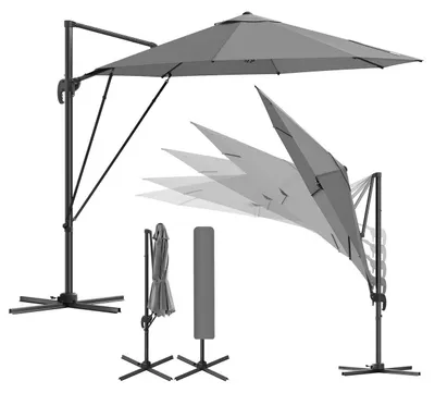 Produktbild von WOLTU Sonnenschirm, 360° drehbar mit 5 Neigungsstufen, Sonnenschutz UPF 50+ : Dunkelgrau Farbe: Dunkelgrau