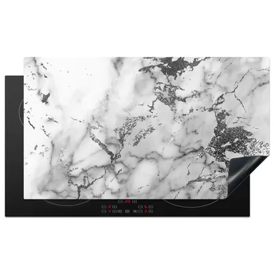Produktbild von KitchenYeah© Herdabdeckplatte Marmor - Grau - Textur , 89x51cm, Küche Deko, Glaskeramikkochfeld Herdabdeckung, Abdeckplatte fùr Kochfeld