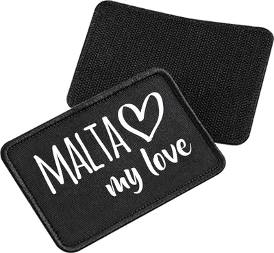 Produktbild von Huuraa Patch Malta my love Black 10 x 6,5cm Baumwolle Klettpatch für Mütze Geschenkidee