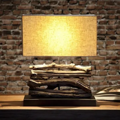 Produktbild von cagü: Unikat Tischlampe AMBON Beige aus Treibholz handgefertigt 40cm Höhe