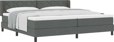Obrázek produktu pro vidaXL Skříňová postel s matrací tmavě šedá 200 x 200 cm látka