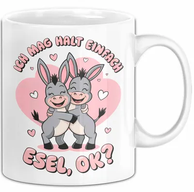Produktbild von Valentinstag Esel Tasse Geschenk Lustige Geschenkidee Spruch Ich Mag Halt Einfach Esel Ok (Weiß)