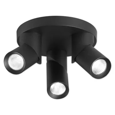 Produktbild von MasterLED Deckenleuchte GU10 3-flammig Deckenstrahler Deckenlampe Schwarz Matt Schwenkbar Rund