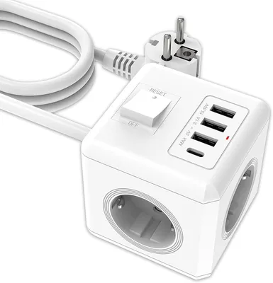 Produktbild von 7-in-1 Mehrfachsteckdose, 16A, 3680W, mit Schalter