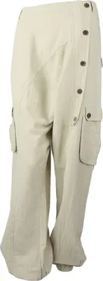 Produktbild von Uni Haremshose - Pumphose - Sarouel mit Knopfleiste - Yogi Pants - Cargohose - beige S/M