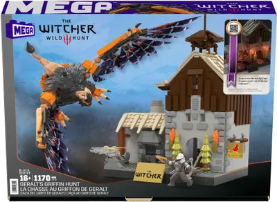 Produktbild von The Witcher Geralts Greifjagd - Bauset mit Mikro-Aktionsfigur Geralt, LED-Lichter, Leuchtfunktion, 1170 Teile, Alter 16+