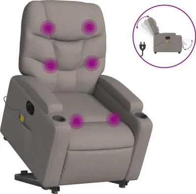 Produktbild von vidaXL Elektrischer Massagesessel mit Aufstehhilfe Taupe Stoff