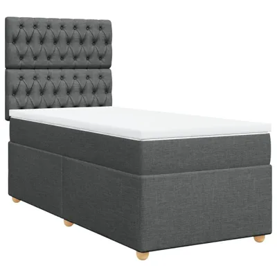Produktbild von vidaXL Boxspringbett mit Matratze Dunkelgrau 90x190 cm Stoff