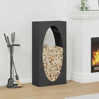 Produktbild von "im " Brennholzregal Schwarz 50x23x100 cm Kaltgewalzter Stahl - Kaminholzregale CC24638