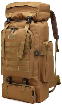 Produktbild von Unyqoos® 80L Wasserfester Outdoor-Rucksack für Abenteuer: Militärische Camouflage-Trekkingtasche für Survival