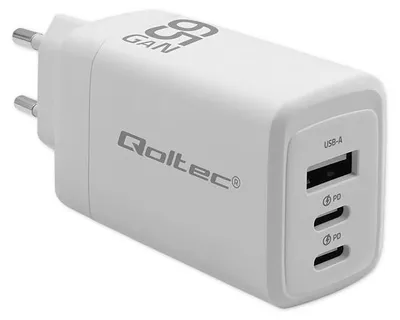Zdjęcie produktu dla Qoltec GaN 65W charger,5V 20V 3A 3.35A,2xUSB,2xUSB C