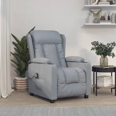 Obrázek produktu pro The Living Store masážní křeslo světle šedá látka