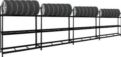 Produktbild von Mega Deal | 4x Reifenregal Tiger XL | HxBxT 200x180x45 cm | 300kg Fachlast | bis zu 84 Reifen | Schwarz