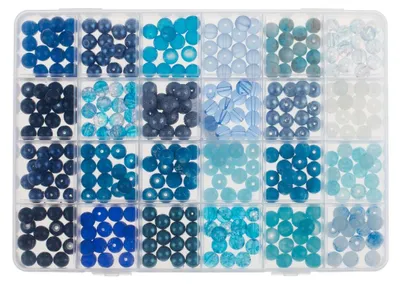 Produktbild von Glasperlen-Schmuckset blau 360teilig, Perlen-Durchmesser 5 mm, Glorex