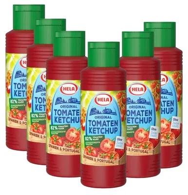 Produktbild von 6x Hela 300 ml Original Ketchup ohne Zuckerzusatz Tomatenketchup aus 82% Mark