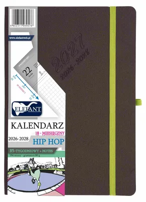 Obrázek produktu pro Kalendář Hip Hop 2026/27/28, formát B5, šedý, týdenní