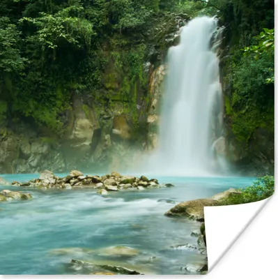 Produktbild von MuchoWow® Poster Dschungel - Natur - Wasserfall 100x100 cm - Babyzimmer