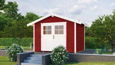 Produktbild von Gartenhaus weka 122 Gr. 3 inkl. Fußboden 380 x 239 cm schwedenrot