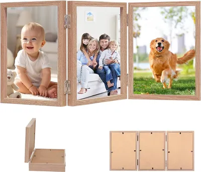 Produktbild von Allecto Premium - Fotolijst für 3 Fotos 10 x 15 cm - Holzfotoliste für Tischständer oder Geschenke - Mehrfachfotoliste