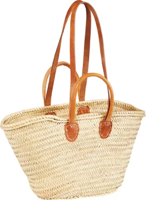 Produktbild von ORIGINAL Ibiza Tasche Korbtasche Strandtasche Cesta 50cm groß | Marokkanische Palmblatt Einkaufskorb Einkaufstasche geflochten XXL | Natur Shopper Umhängetasche Strohtasche für Damen und Herren