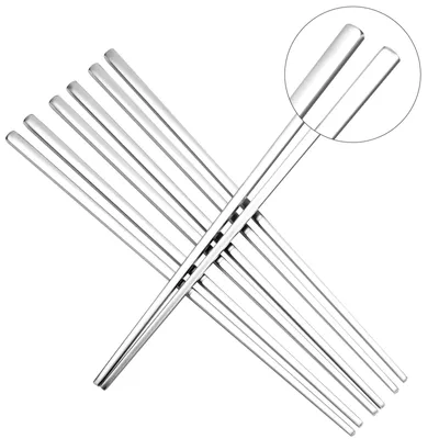 Essstäbchen aus Edelstahl, 23 cm, 4 Paar, ultraleicht
