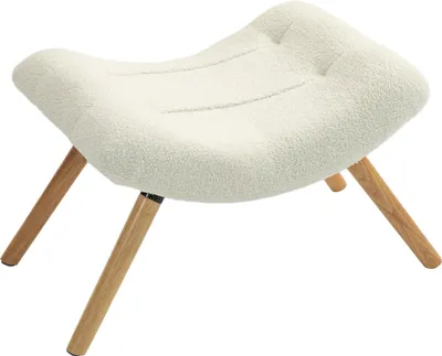 Produktbild von Sitzhocker, Fußhocker mit Berberfleece-Stoff, Polsterhocker bis 120 kg belastbar, für Wohnzimmer, Schlafzimmer, 60,5 x 45 x 38 cm, Cremeweiß