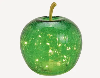 Produktbild von Seyila Home Dekorative Glas Apfel LED Leuchte mit Timer, Crackle-Glas, Tischlampe für Wohnraum, Deko