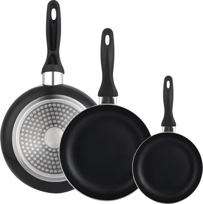 Produktbild von Set von 3 Pfannen - gepresstes Aluminium - schwarz - 16/20/24 cm