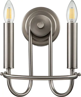 Produktbild von Wandleuchte Metall E14 H: 27 cm Nickel gebürstet 2-flammig Modern Wandlampe