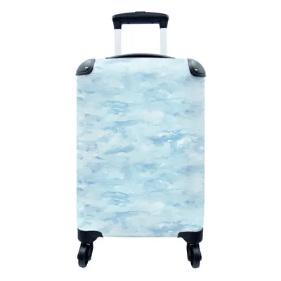Obrázek produktu pro Kufr Příruční zavazadlo na kolečkách Malý cestovní kufr na 4 kolečkách Akvarel - modrá - vzor - Velikost kabiny < 55x40x23 cm a 55x40x20 cm -