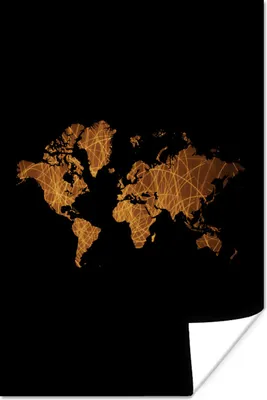 Produktbild von MuchoWow® Poster Weltkarte - Gold - Luxus 120x180 cm - Kunstposter