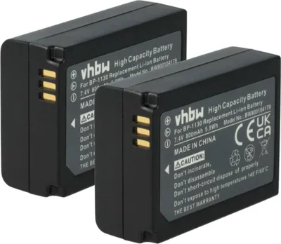 Produktbild von vhbw 2x Akku kompatibel mit Samsung NX1010, NX2020, NX200, NX2030, NX300, NX2000, NX300M, NX1000, NX210 Kamera (800 mAh, 7,4 V, Li-Ion)