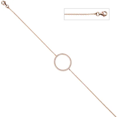 Produktbild von Armband 925 Sterling Silber rotgold vergoldet 52 Zirkonia 21 cm