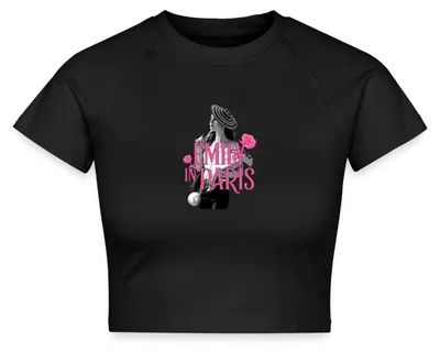 Produktbild von Spreadshirt Emily In Paris Emily Logo Mit Rosen Crop Top, XXL, Schwarz